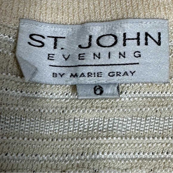 St. John Evening 3pc Ivory Paillette Skirt Suit. Sz: 6/10 - Picture 8 of 14